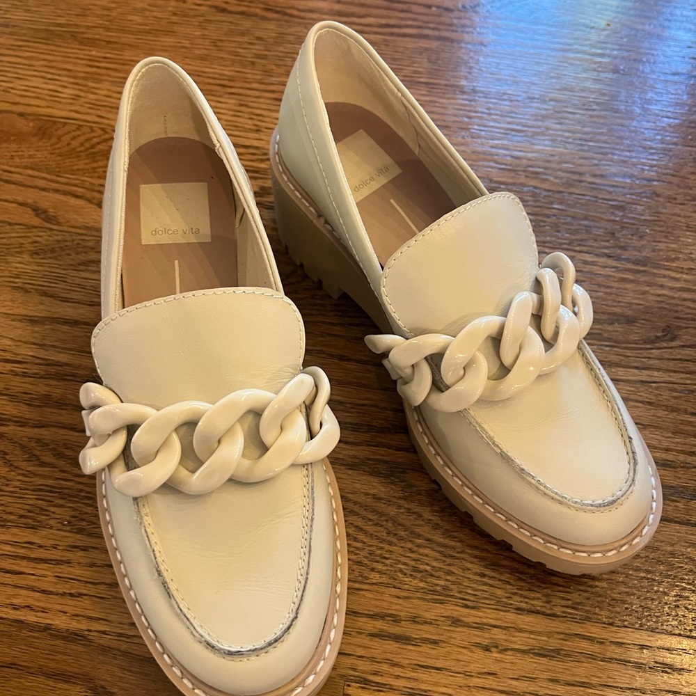 Dolce Vita Ivory Chain Loafers